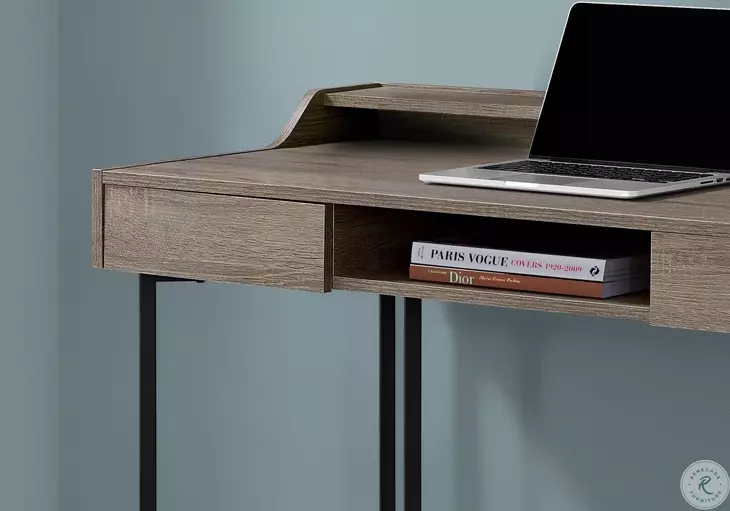 Dark Taupe and Black Metal 48" Open Computer Desk