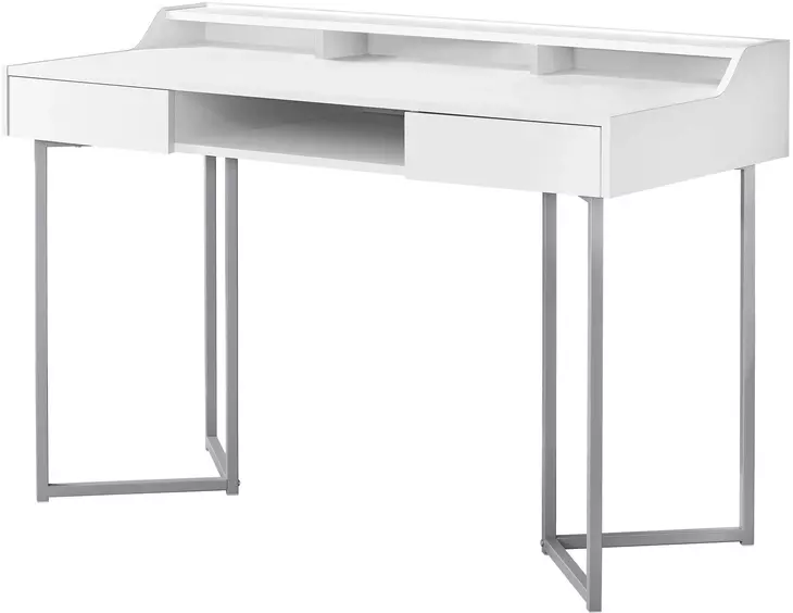 White and Silver Metal 48" Open Computer Desk