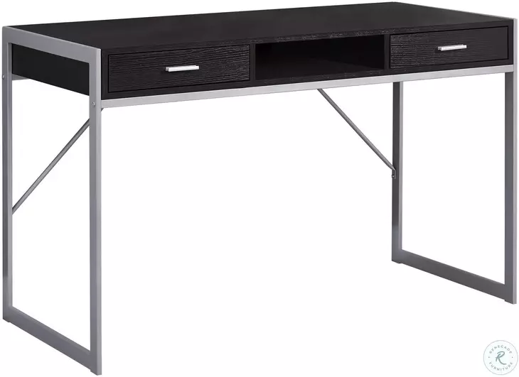 Cappuccino and Silver Metal 2 Drawer 48" Computer Desk