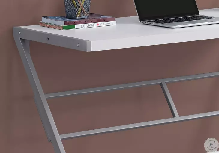 White and Silver 48" Computer Desk