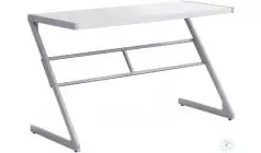 White and Silver 48" Computer Desk