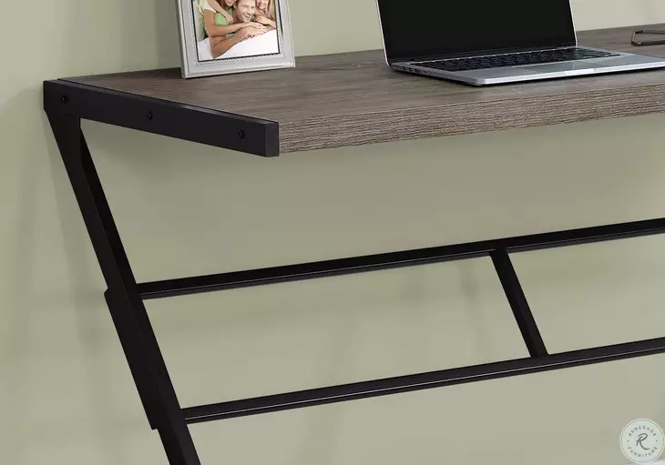 Dark Taupe and Black Metal 48" Computer Desk