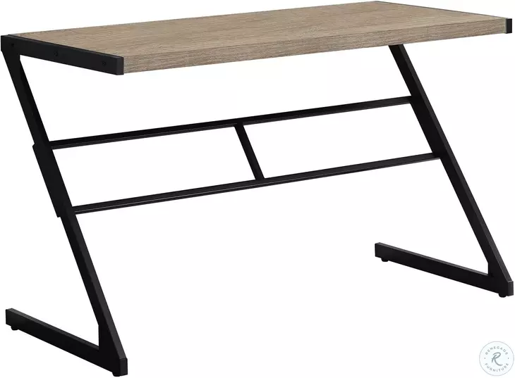 Dark Taupe and Black Metal 48" Computer Desk
