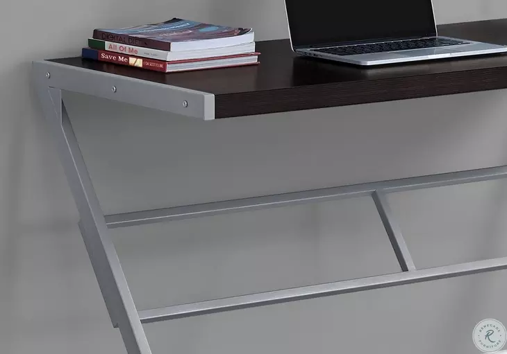 Cappuccino and Silver Metal 48" Computer Desk