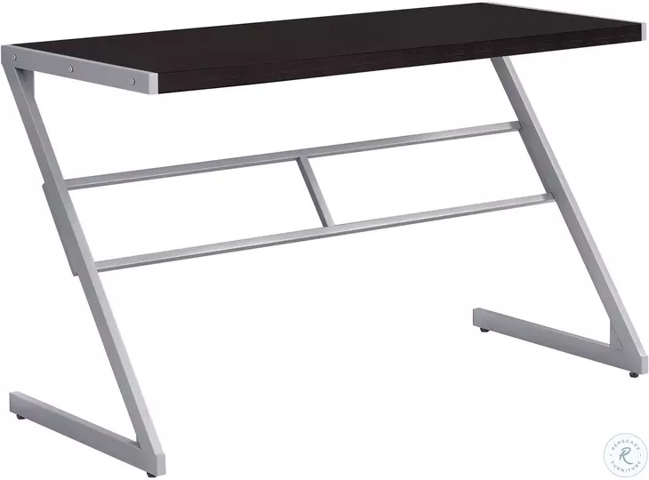 Cappuccino and Silver Metal 48" Computer Desk