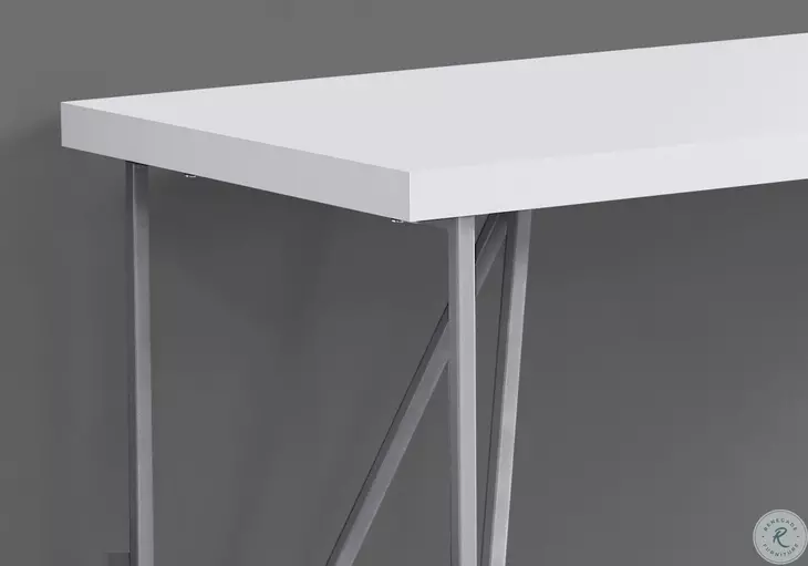 White and Silver Metal 48" Computer Desk
