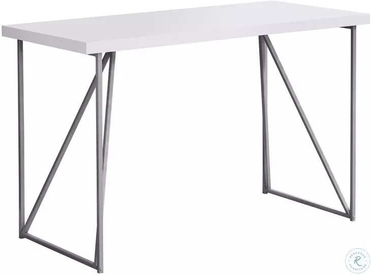 White and Silver Metal 48" Computer Desk