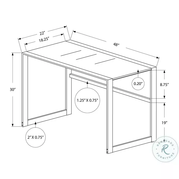 Silver Metal 48" Computer Desk