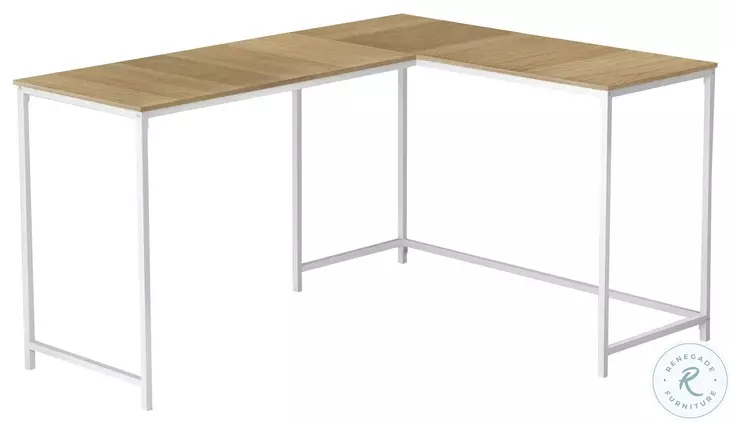 7397 Natural And White Metal 58" Computer L Desk