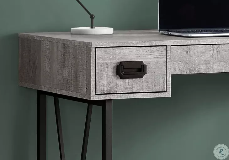Gray Wood and Black Metal 48" Computer Desk