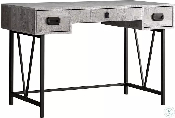 Gray Wood and Black Metal 48" Computer Desk