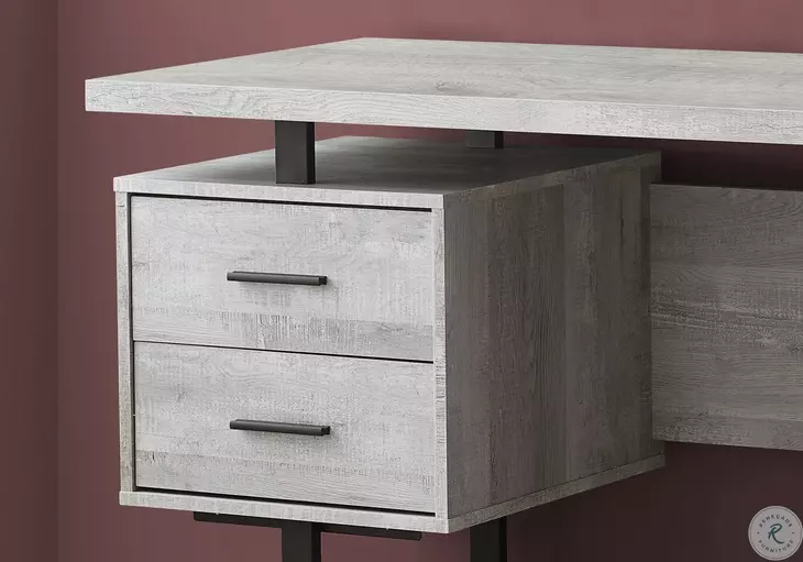 Gray Wood and Black Metal 60" Computer Desk