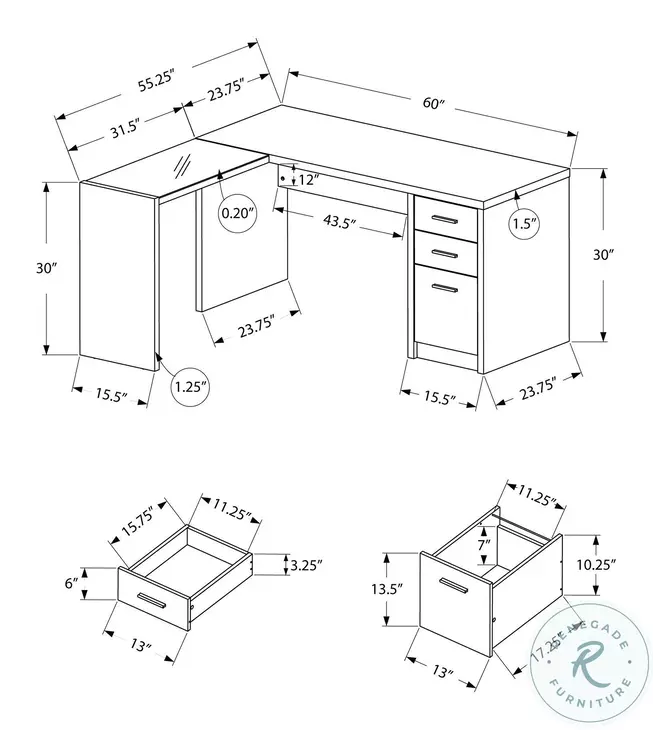 7431 Black And Grey L Shaped Desk