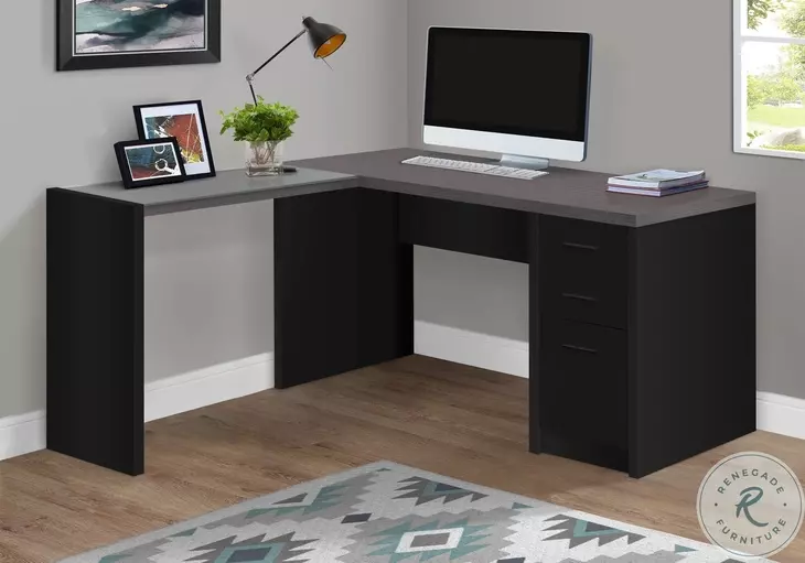 7431 Black And Grey L Shaped Desk