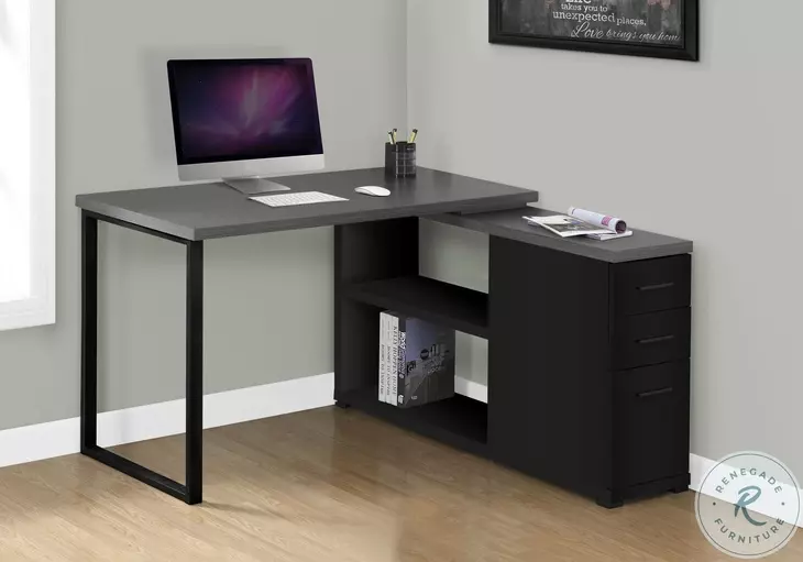 7433 Black And Grey L Shaped Desk