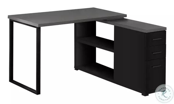 7433 Black And Grey L Shaped Desk