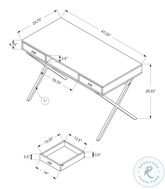 7447 Brown And Black 48" Computer Desk