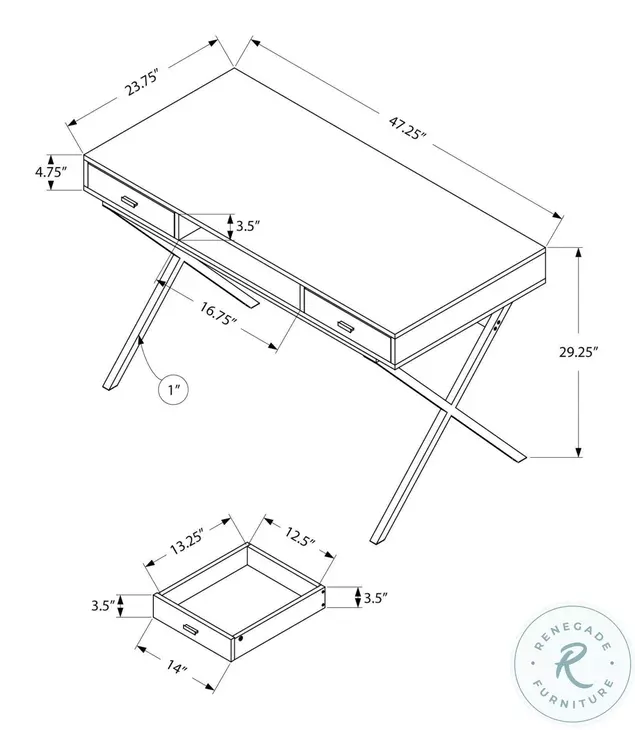 7449 Taupe And Black 48" Computer Desk