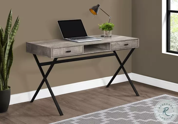 7449 Taupe And Black 48" Computer Desk
