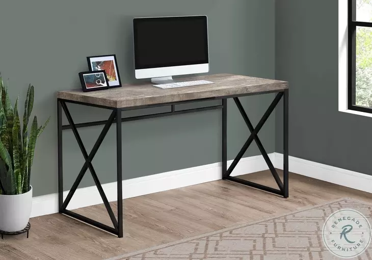 7452 Taupe And Black 48" Computer Desk