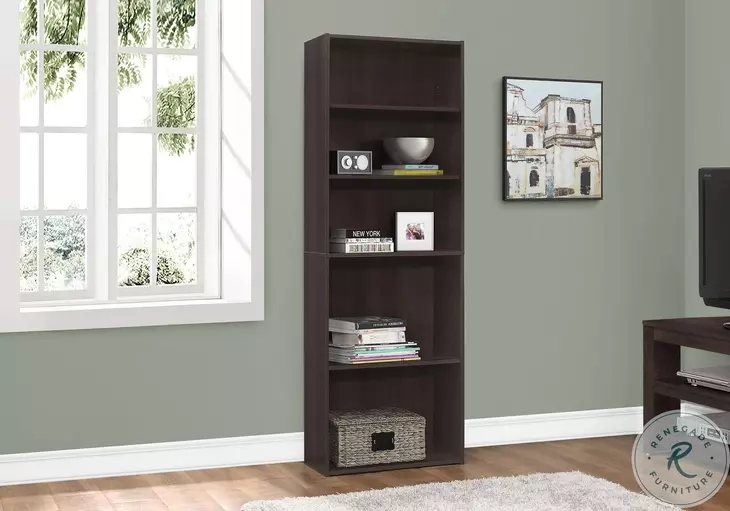 7467 Espresso 5 Shelves 72" Bookcase