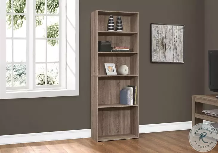 7468 Dark Taupe 5 Shelves 72" Bookcase