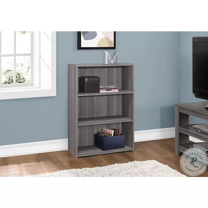 7478 Grey 3 Shelves 36" Bookcase