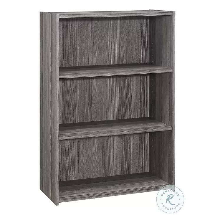 7478 Grey 3 Shelves 36" Bookcase