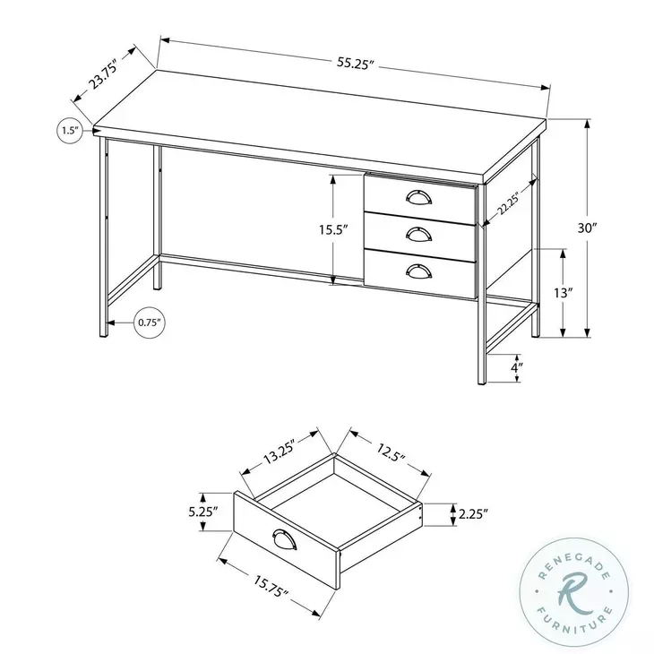7488 Black 55" Computer Desk