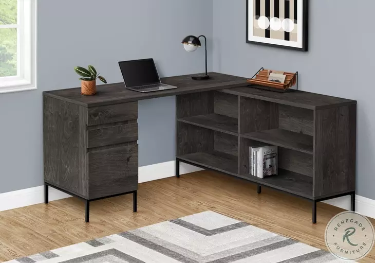 7492 Dark Grey L Shape 60" Computer Desk