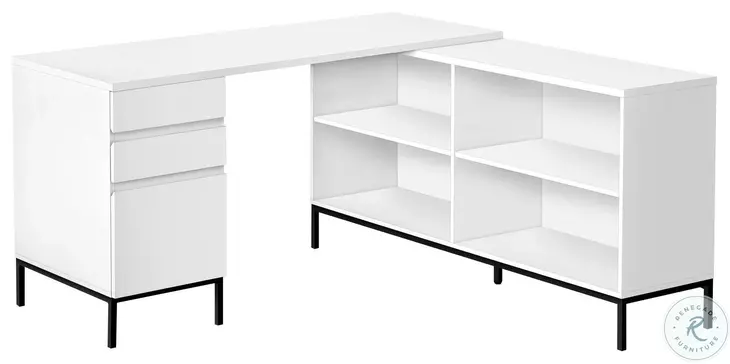 7494 White L Shape 60" Computer Desk