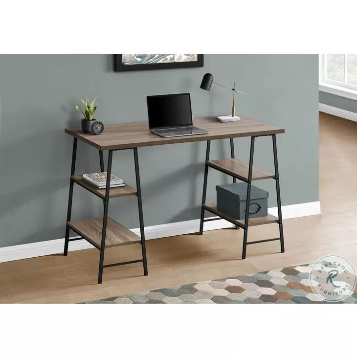 7523 Dark Taupe And Black 48" Computer Desk