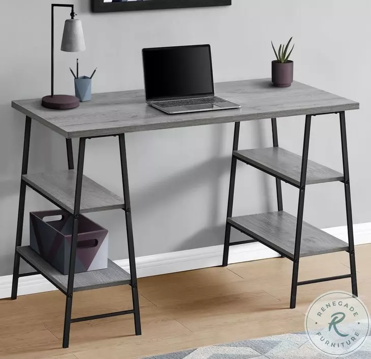 7524 Grey And Black 48" Computer Desk