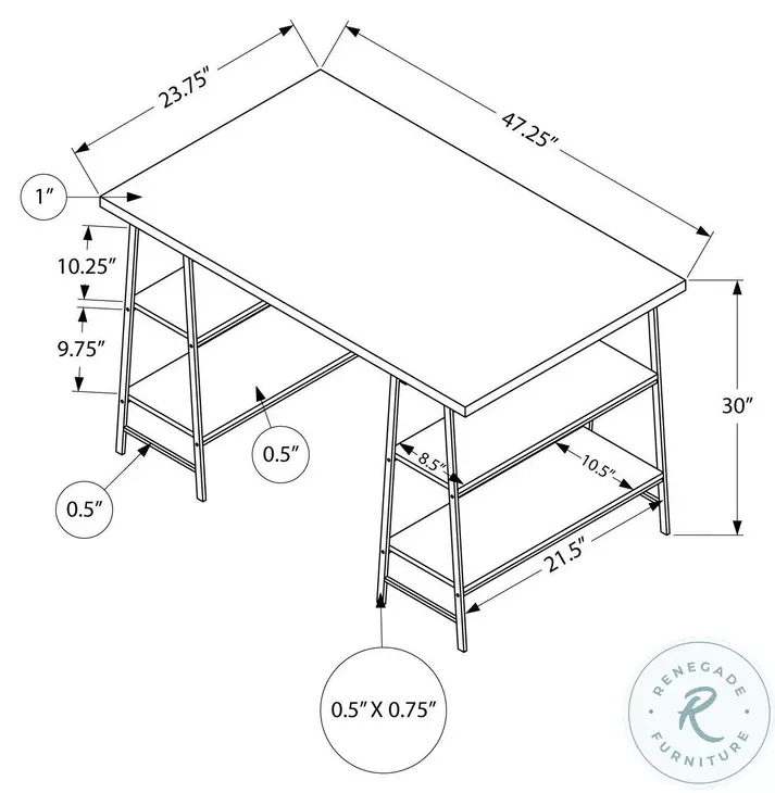 7528 Black 48" Computer Desk