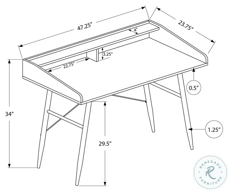 7534 Natural And White Metal 48" Computer Desk With Storage Hutch
