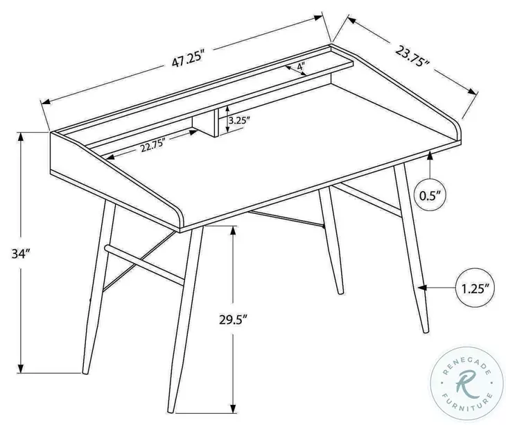 7540 Grey And Black 48" Computer Desk