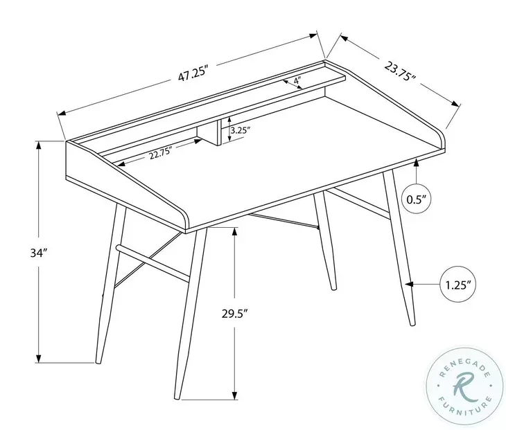 7541 Grey And Black 48" Computer Desk