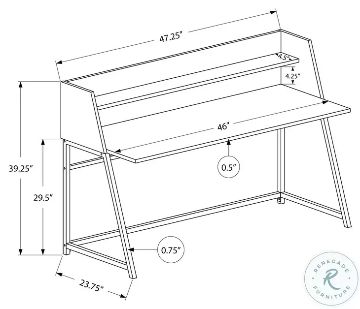 7543 Natural And White Metal 48" Computer Desk With Hutch