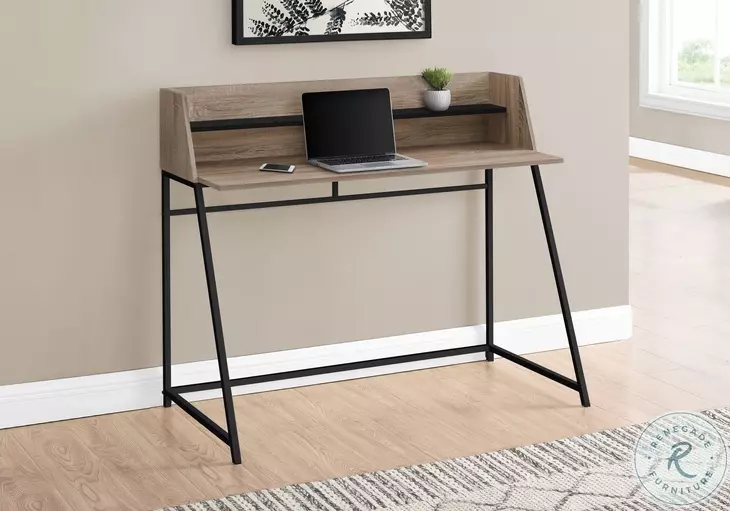 7546 Dark Taupe And Black 48" Computer Desk