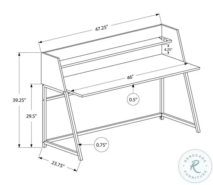 7547 Black 48" Computer Desk
