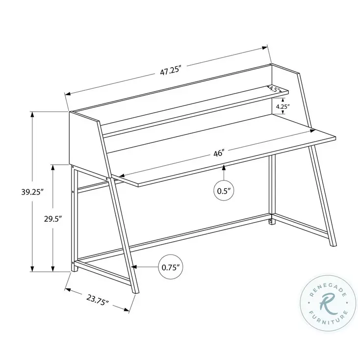7550 Grey And Black 48" Computer Desk