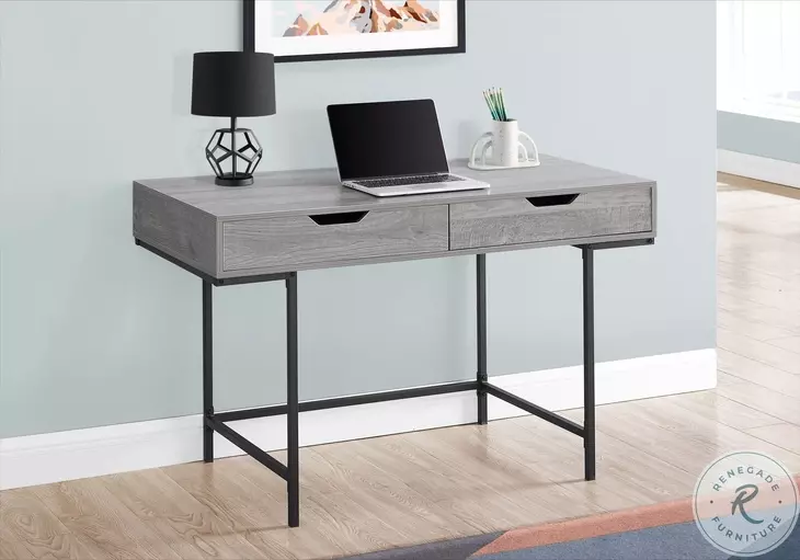 7553 Grey And Black Metal 2 Drawer 48" Computer Desk