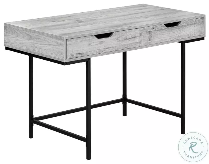 7553 Grey And Black Metal 2 Drawer 48" Computer Desk