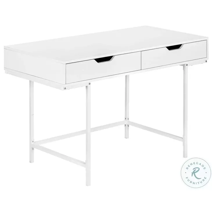 7554 White 2 Drawer 48" Computer Desk