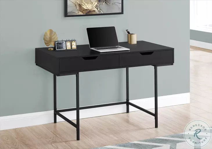 7556 Black 2 Drawer 48" Computer Desk