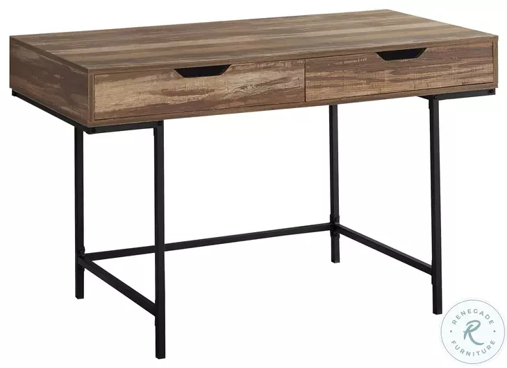 7557 Brown And Black Metal 2 Drawer 48" Computer Desk