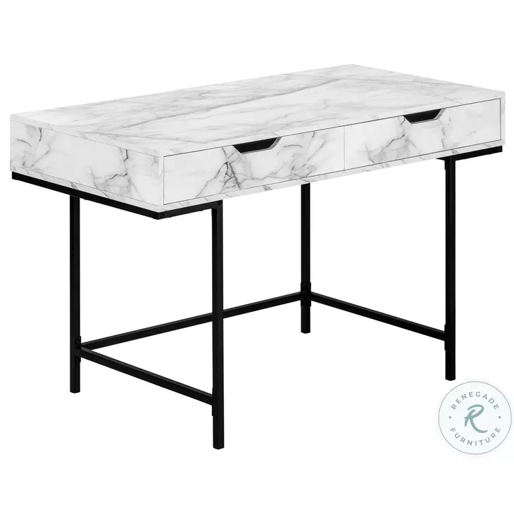 7558 White And Black Metal 2 Drawer 48" Computer Desk