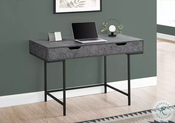 7559 Grey And Black Metal 2 Drawer 48" Computer Desk