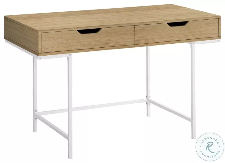 7569 Natural And White Metal 2 Drawer 48" Computer Desk