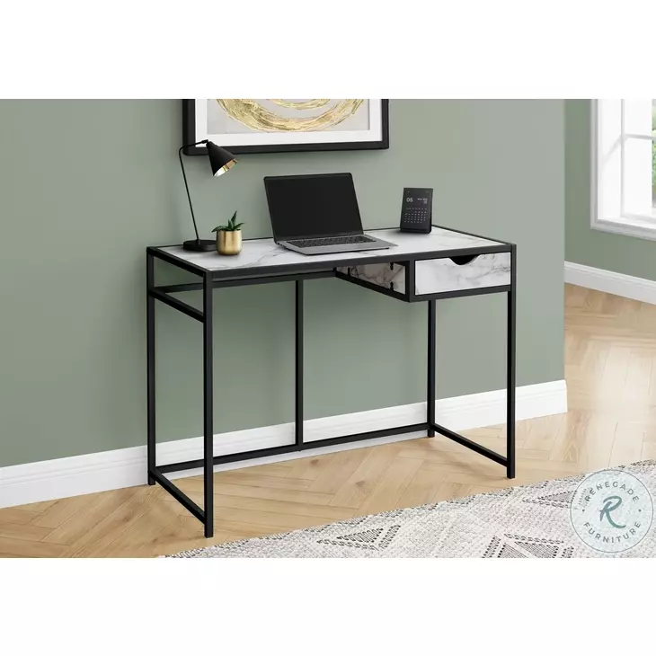 7571 White And Black 42" Computer Desk